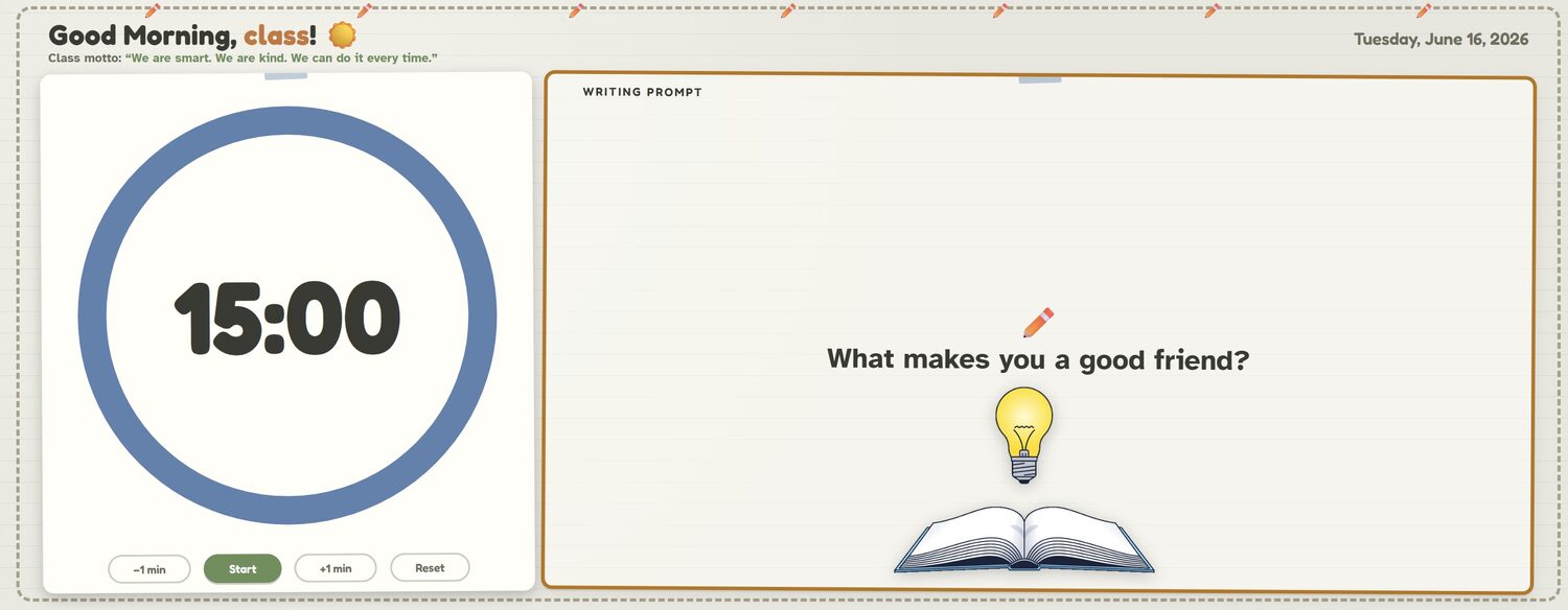 A calmer look classroom board